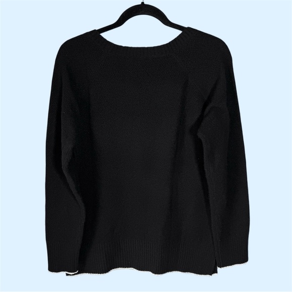 BOSTON PROPER Snow Holiday Knit Sweater Women’s Medium Embroidered Snowflake Blk - Picture 3 of 10